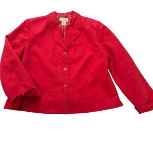 Pendleton Red Silk Cotton Tailored Blazer Jacket Womens Size 16 Classic Workwear